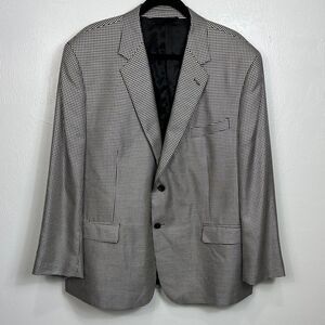 Baroni Men's Black And White Silk Wool Houndstooth Print Blazer Size 48 S
